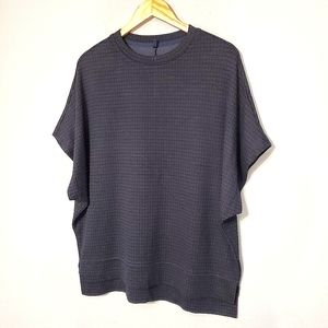 LOU & GREY (Loft) Navy & Black Plaid Short Sleeve Top, XS/S